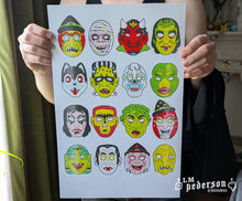 Load image into Gallery viewer, vintage Halloween masks RISO print
