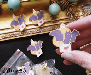 witch's delivery bat enamel pin