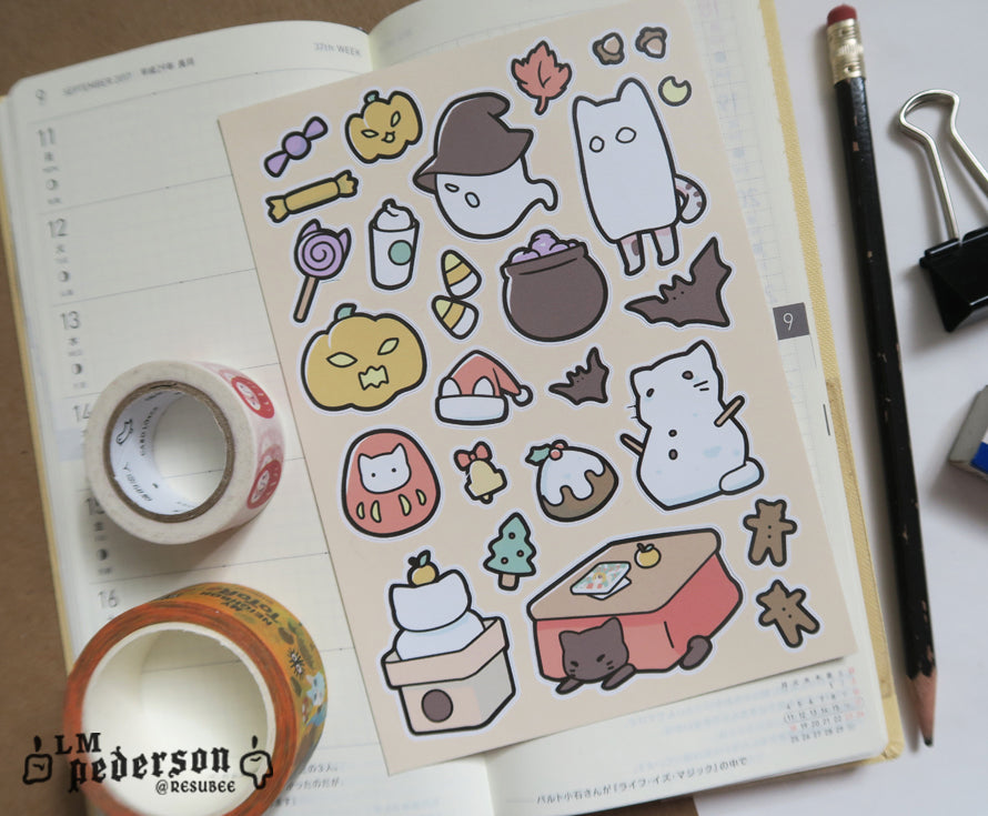 fall/winter cat planner stickers